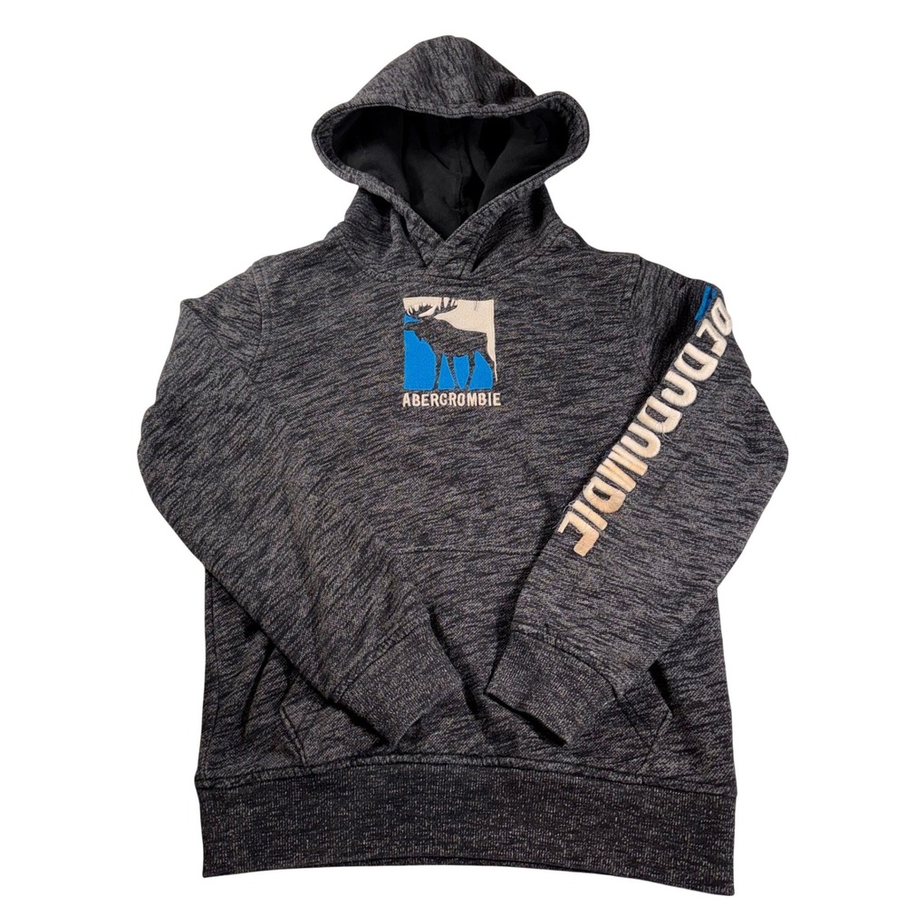 Abercrombie Kids Hoodie Gray‎ Moose Graphic Pullover Size 7 8